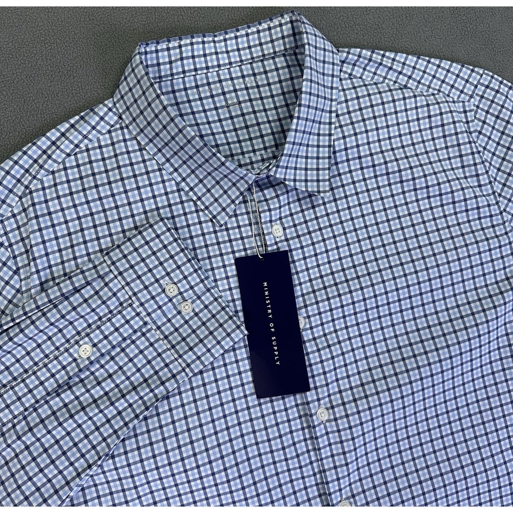 Ministry of Supply Shirt Mens 2XL Blue Archive Performance Vented‎ Wicking New